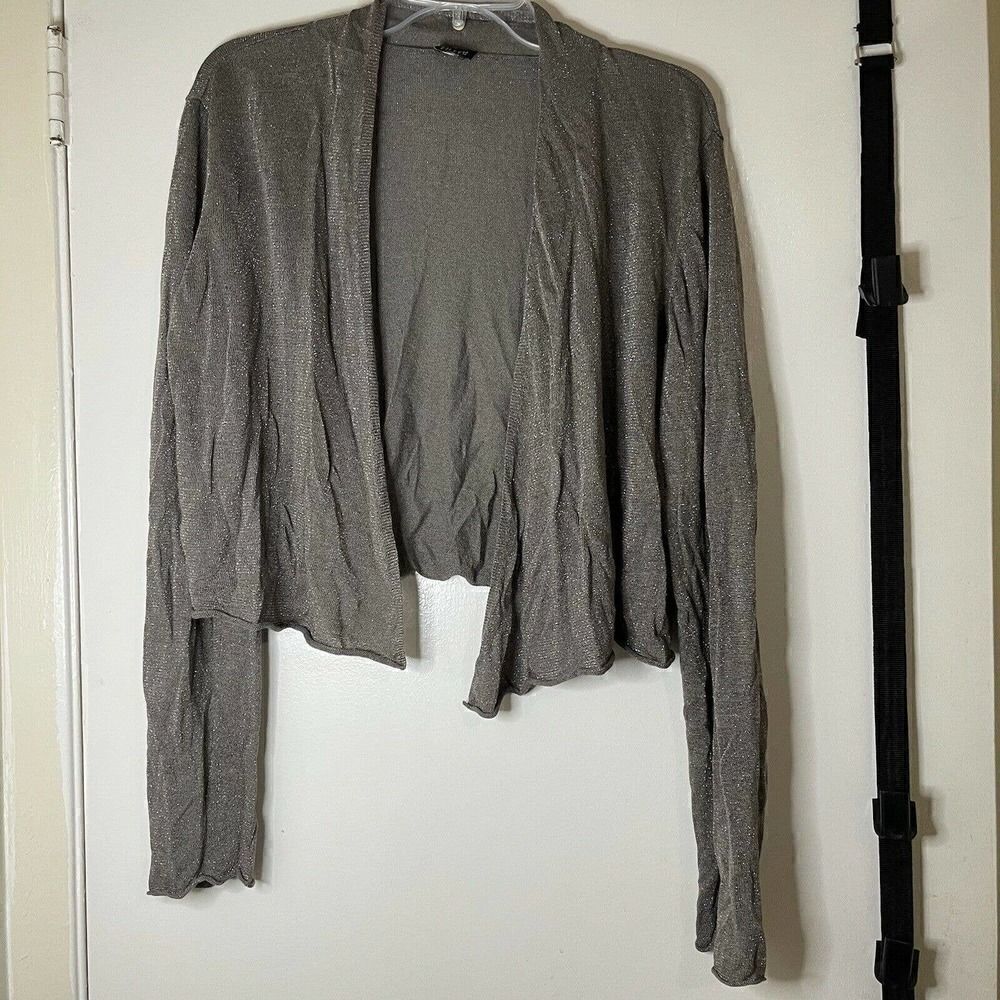 EILEEN FISHER shimmer metallic gold cardigan knit sweater small